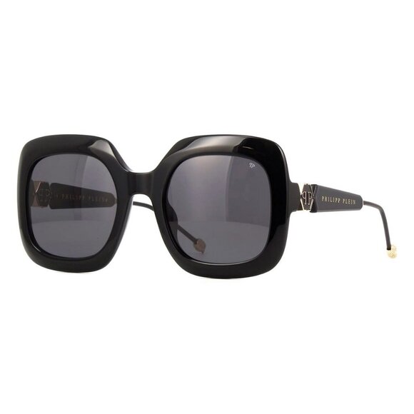 A0917Z New PHILIPP PLEIN Queen Black Square SPP065S 0700 Sunglasses Women - Picture 1 of 4